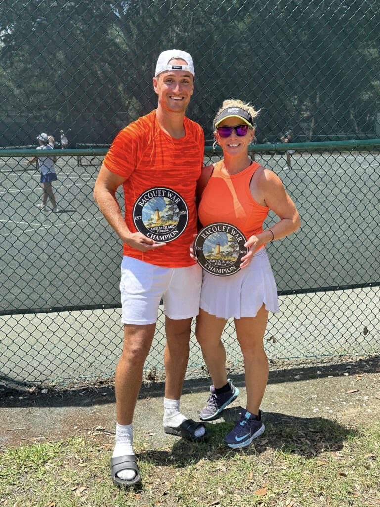 Mixed doubles team wins first place in Amelia Florida. 